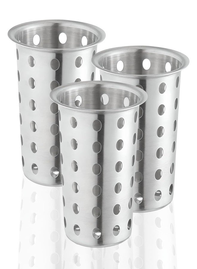 OCSParts OCS Parts Stainless Steel Utensil Drying Cups | Stainless Steel | Set of 3 | Perforated Kitchen Flatware and Silverware Holder - Image 1